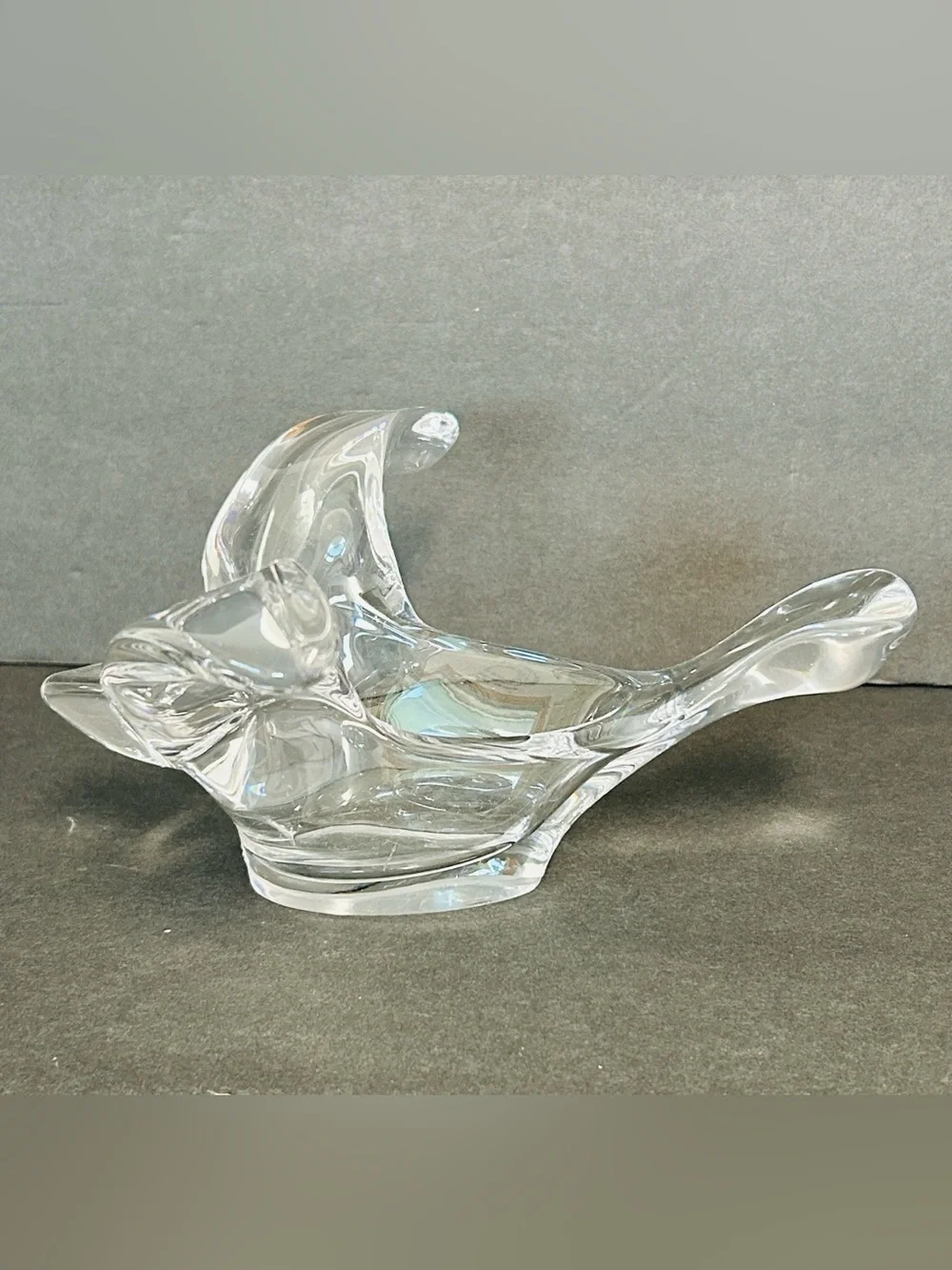 Princess House Vintage MCM Art Glass Clear Lead Crystal Flying Dove Home Decor